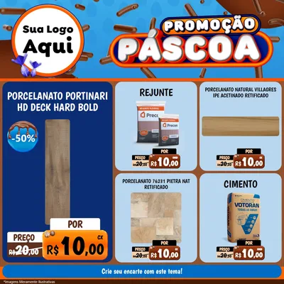 Modelo de Rede Social para Feed Facebook com o tema Promoção Páscoa para Pisos e revestimentos