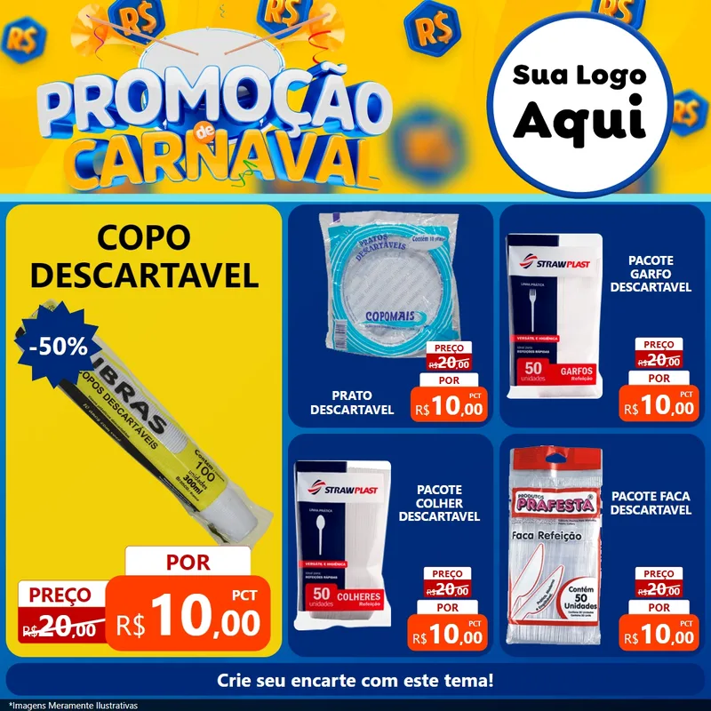 Modelo de Rede Social para Feed Facebook com o tema Promoção de Carnaval para Embalagens