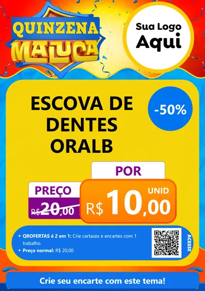 Modelo de Cartaz para Cartaz A4 Vertical com o tema Quinzena Maluca para Higiene Pessoal