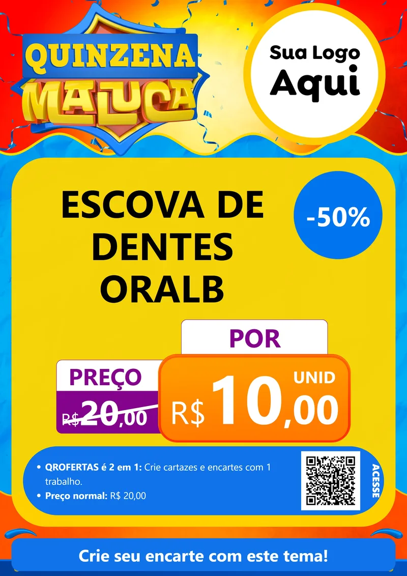 Modelo de Cartaz para Cartaz A4 Vertical com o tema Quinzena Maluca para Higiene Pessoal