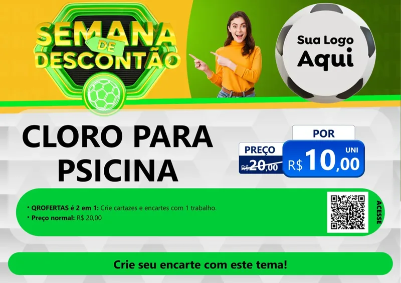 Modelo de Cartaz para Cartaz A4 Horizontal com o tema Semana de Descontão - Copa para Produtos para Piscina