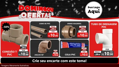 Modelo de TV para TV Horizontal com o tema Domingou de Ofertas para Tubos e conexões