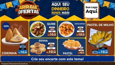 Modelo de TV para TV Horizontal com o tema Arraiá de Ofertas - Junina para Salgadaria