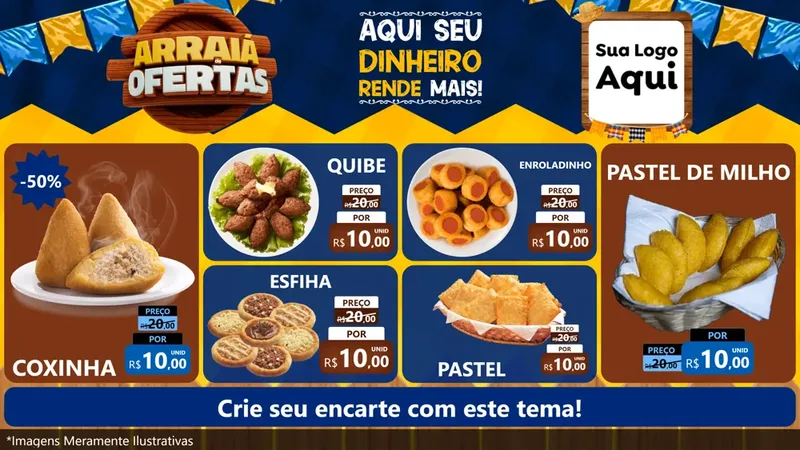 Modelo de TV para TV Horizontal com o tema Arraiá de Ofertas - Junina para Salgadaria