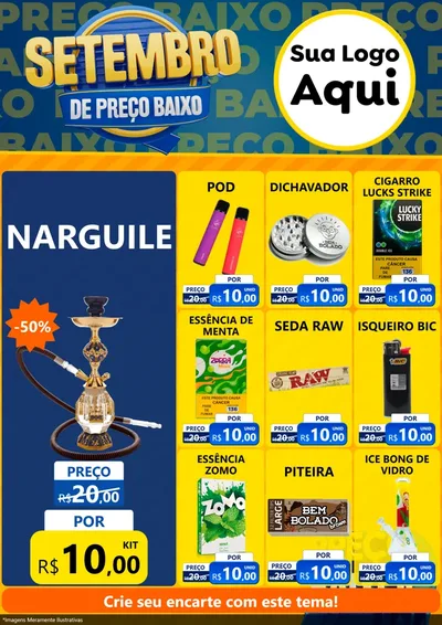 Modelo de Encarte para Encarte A4 Vertical com o tema Setembro De Preço Baixo para Tabacaria