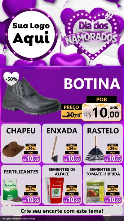 Modelo de Rede Social para Stories com o tema Dia dos Namorados para Agropecuária