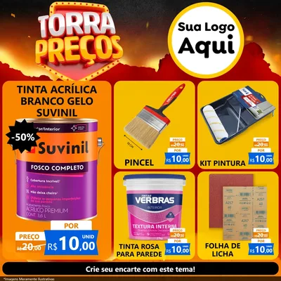 Modelo de Rede Social para Feed Facebook com o tema Torra Preços para Tintas e Ferramentas