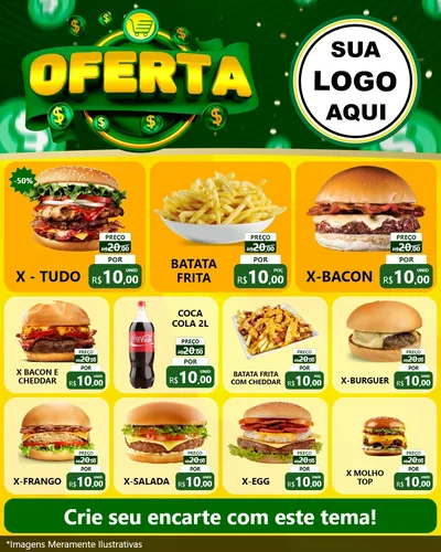 Modelo de Rede Social para Feed Instagram com o tema Oferta para Hamburgueria