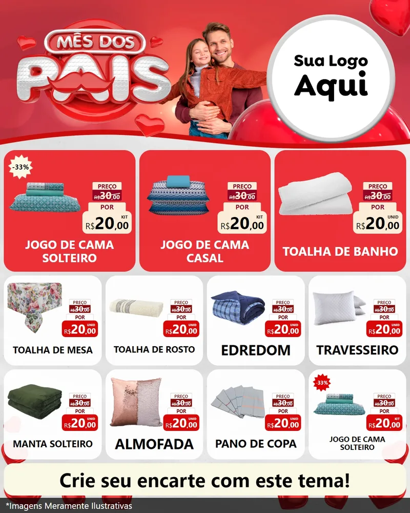 Modelo de Rede Social para Feed Instagram com o tema Mês dos Pais para Cama, Mesa e Banho