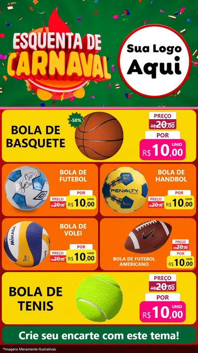 Modelo de TV para TV Vertical com o tema Esquenta de Carnaval para Artigos Esportivos