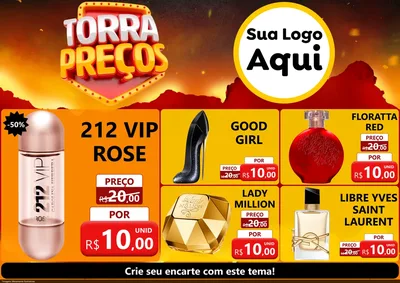 Modelo de Encarte para Encarte A4 Horizontal com o tema Torra Preços para Perfumes