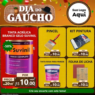 Modelo de Rede Social para Feed Facebook com o tema Dia do Gaúcho para Tintas e Ferramentas