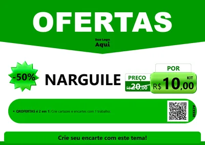 Modelo de Cartaz para Cartaz A4 Horizontal com o tema Ofertas Verde Cartaz para Tabacaria