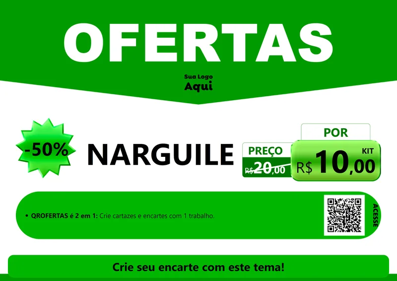 Modelo de Cartaz para Cartaz A4 Horizontal com o tema Ofertas Verde Cartaz para Tabacaria