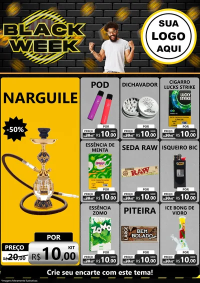 Modelo de Encarte para Encarte A4 Vertical com o tema Black Week para Tabacaria