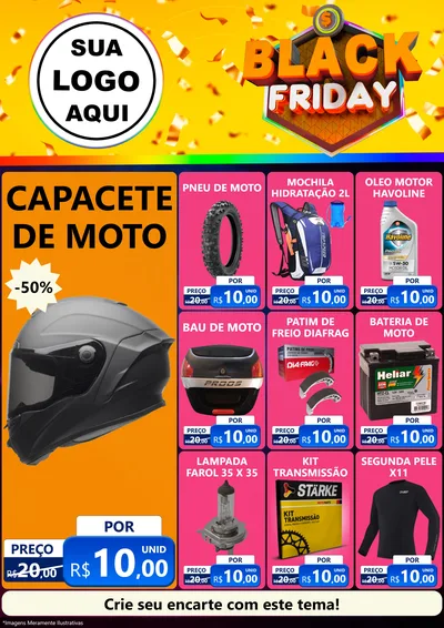Modelo de Encarte para Encarte A4 Vertical com o tema Black Friday para Moto peças