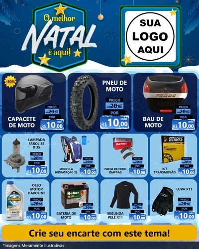 Modelo de Rede Social para Feed Instagram com o tema O Melhor Natal É Aqui! para Moto peças