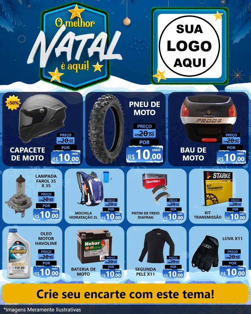 Modelo de Rede Social para Feed Instagram com o tema O Melhor Natal É Aqui! para Moto peças