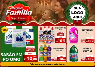 Modelo de Encarte para Encarte A4 Horizontal com o tema Alegria Em Família - Super Ofertas para Produtos de Limpeza