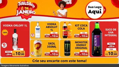 Modelo de TV para TV Horizontal com o tema Saldão de Janeiro para Distribuidora de bebidas