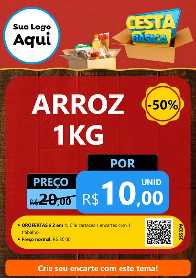 Modelo de Cartaz para Cartaz A4 Vertical com o tema Cesta Básica para Supermercado