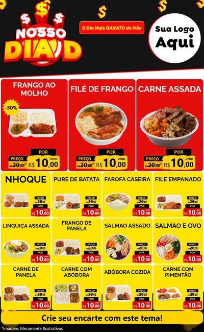 Modelo de Encarte para Encarte Grande com o tema Nosso Dia D para Restaurante