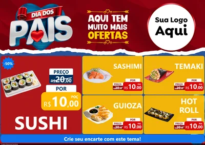Modelo de Encarte para Encarte A4 Horizontal com o tema Dia dos Pais para Comida japonesa