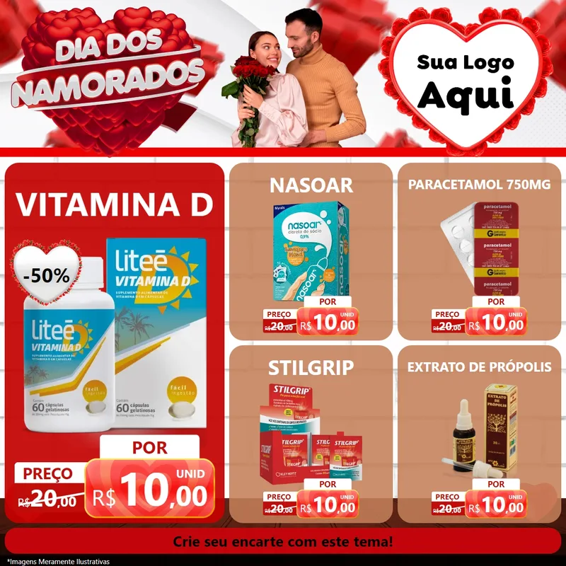 Modelo de Rede Social para Feed Facebook com o tema Dia dos Namorados para Farmácia