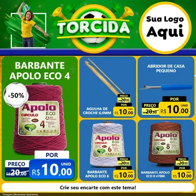 Modelo de Rede Social para Feed Facebook com o tema Torcida para Armarinho e Aviamentos