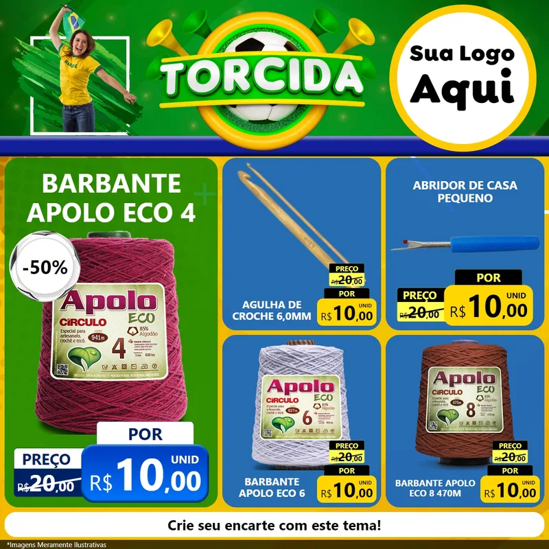Modelo de Rede Social para Feed Facebook com o tema Torcida para Armarinho e Aviamentos