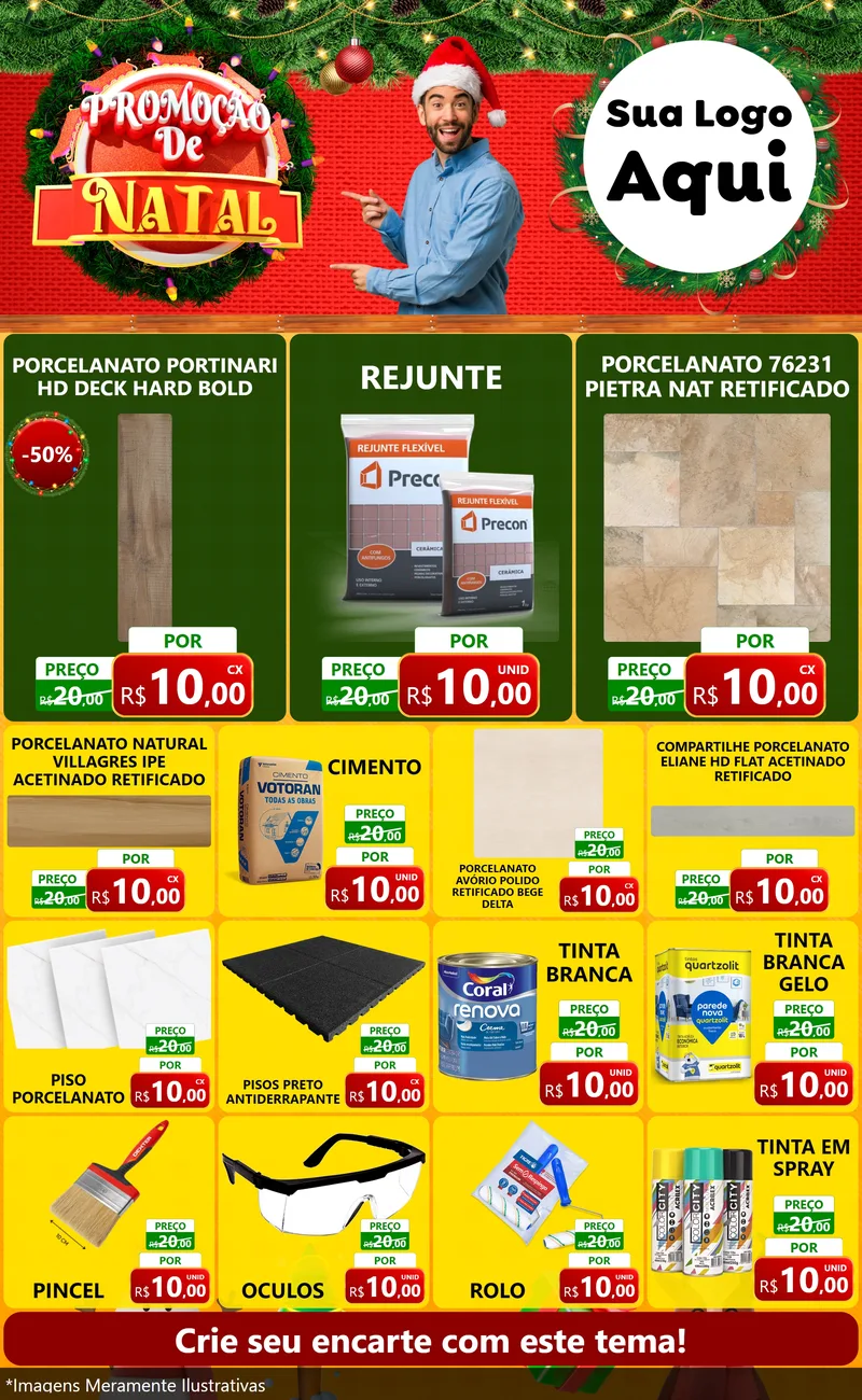 Modelo de Encarte para Encarte Grande com o tema Promoção de Natal para Pisos e revestimentos