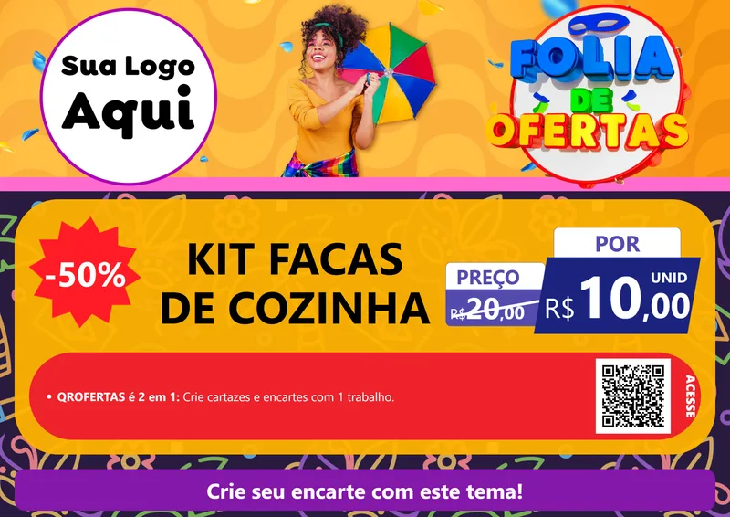 Modelo de Cartaz para Cartaz A4 Horizontal com o tema Folia de Ofertas para Utilidades Domésticas