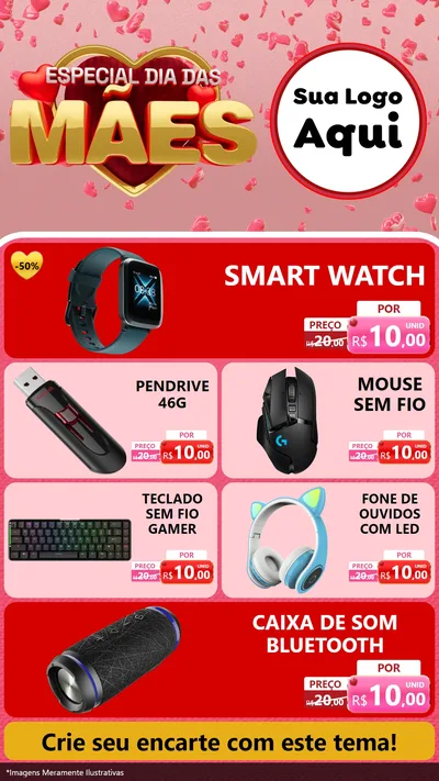 Modelo de TV para TV Vertical com o tema Especial Dia Das Mães para Informática
