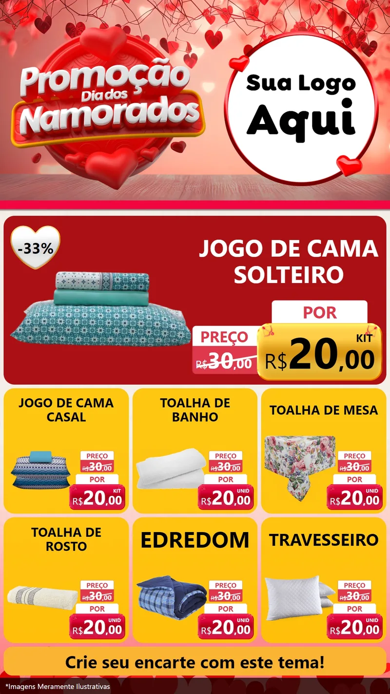 Modelo de Rede Social para Stories com o tema Promoção Dia dos Namorados para Cama, Mesa e Banho