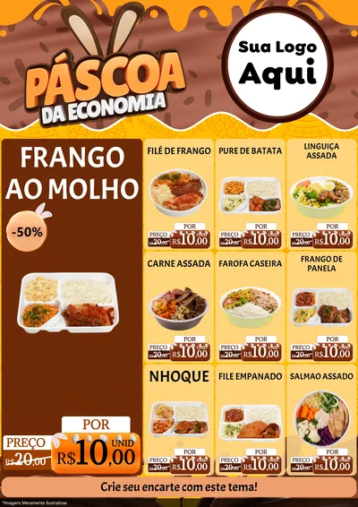 Modelo de Encarte para Encarte A4 Vertical com o tema Páscoa da Economia para Restaurante