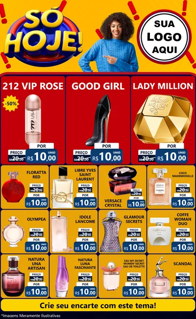 Modelo de Encarte para Encarte Grande com o tema Só Hoje! para Perfumes