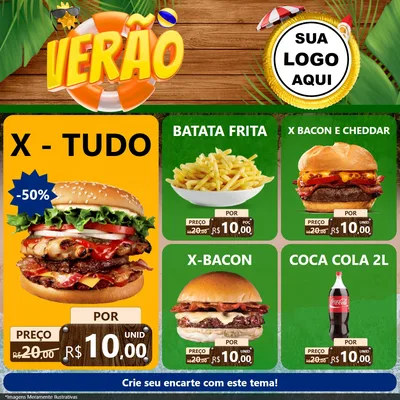 Modelo de Rede Social para Feed Facebook com o tema Verão para Hamburgueria
