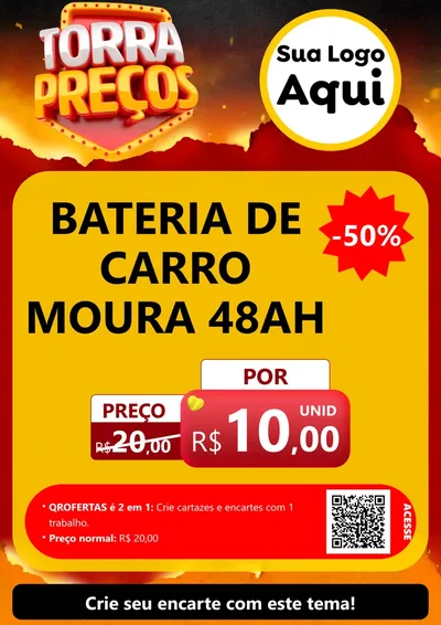 Modelo de Cartaz para Cartaz A4 Vertical com o tema Torra Preços para Baterias Elétricas