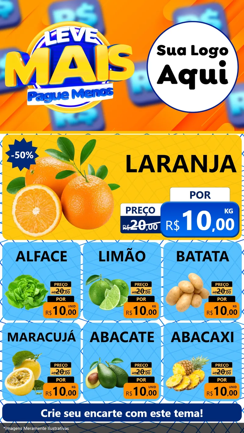 Modelo de Rede Social para Stories com o tema Leve Mais, Pague Menos para Hortifrúti