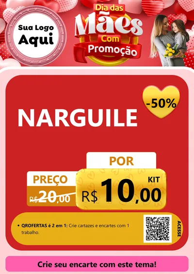 Modelo de Cartaz para Cartaz A4 Vertical com o tema Dia Das Mães Com Promoção para Tabacaria