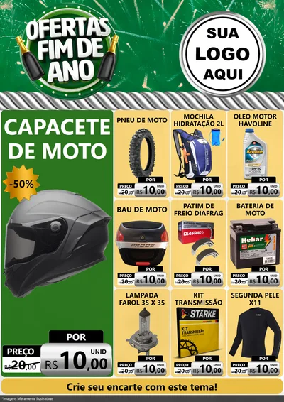 Modelo de Encarte para Encarte A4 Vertical com o tema Ofertas Fim de Ano para Moto peças