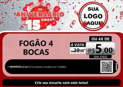 Modelo de Cartaz para Cartaz A4 Horizontal com o tema Promoção de Aniversário - 15 Anos para Móveis e Eletro