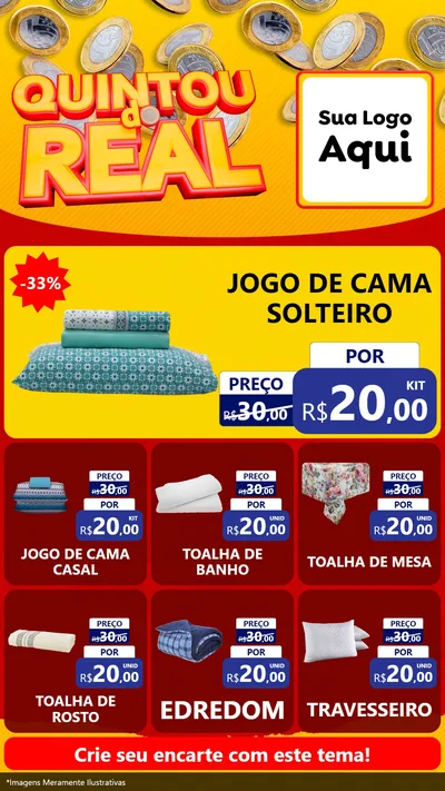 Modelo de Rede Social para Stories com o tema Quintou do Real para Cama, Mesa e Banho