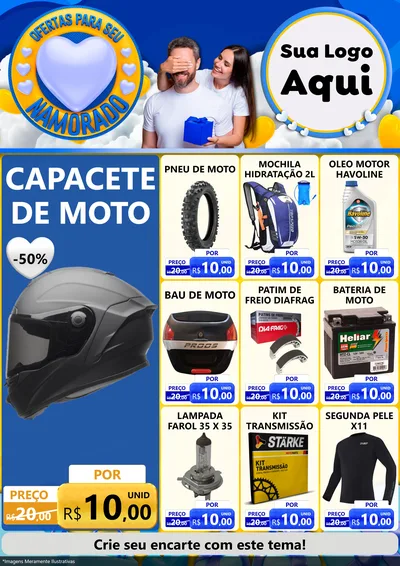 Modelo de Encarte para Encarte A4 Vertical com o tema Ofertas Para Seu Namorado para Moto peças