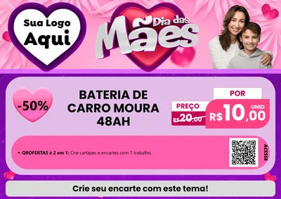Modelo de Cartaz para Cartaz A4 Horizontal com o tema Dia das Mães para Baterias Elétricas