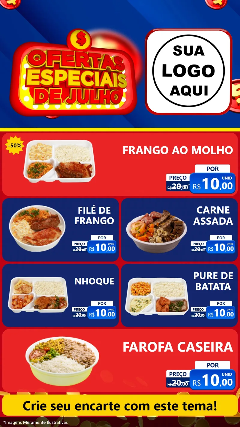Modelo de TV para TV Vertical com o tema Ofertas Especiais de Julho para Restaurante