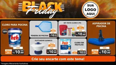 Modelo de TV para TV Horizontal com o tema Black Friday para Produtos para Piscina