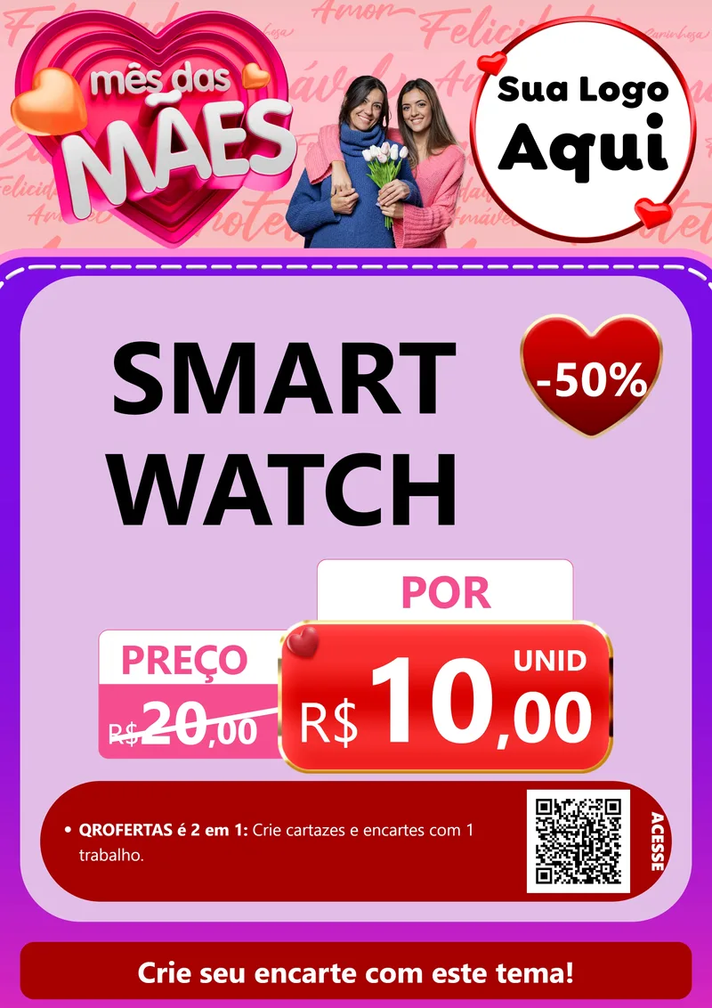 Modelo de Cartaz para Cartaz A4 Vertical com o tema Mês Das Mães para Informática