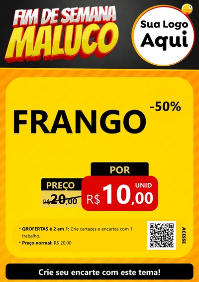 Modelo de Cartaz para Cartaz A4 Vertical com o tema Final de Semana Maluco para Assados
