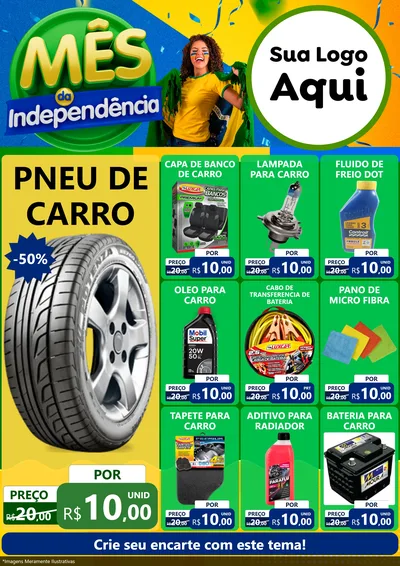 Modelo de Encarte para Encarte A4 Vertical com o tema Mês da Independência para Auto peças